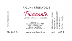 Naše frizzanté - Ryzlink rýnský 2023