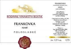 Frankovka rosé, polosladké, 2023